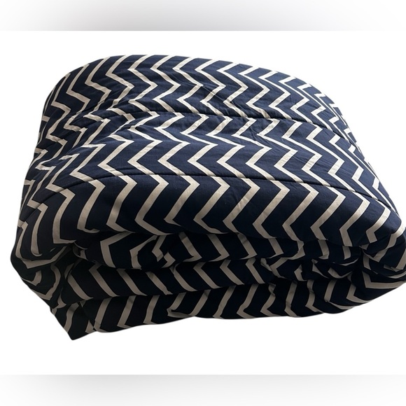 Ralph Lauren Home Vntg Navy and White Chevron Print 100% Cotton Queen Comforter - Picture 1 of 4